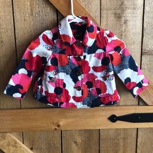 Girls BABY GAP Toddler 4 Years Lined Floral Swing Jacket Button Front Closure